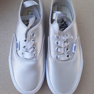 VANS Satin Light Silver Women's Shoes Sneakers